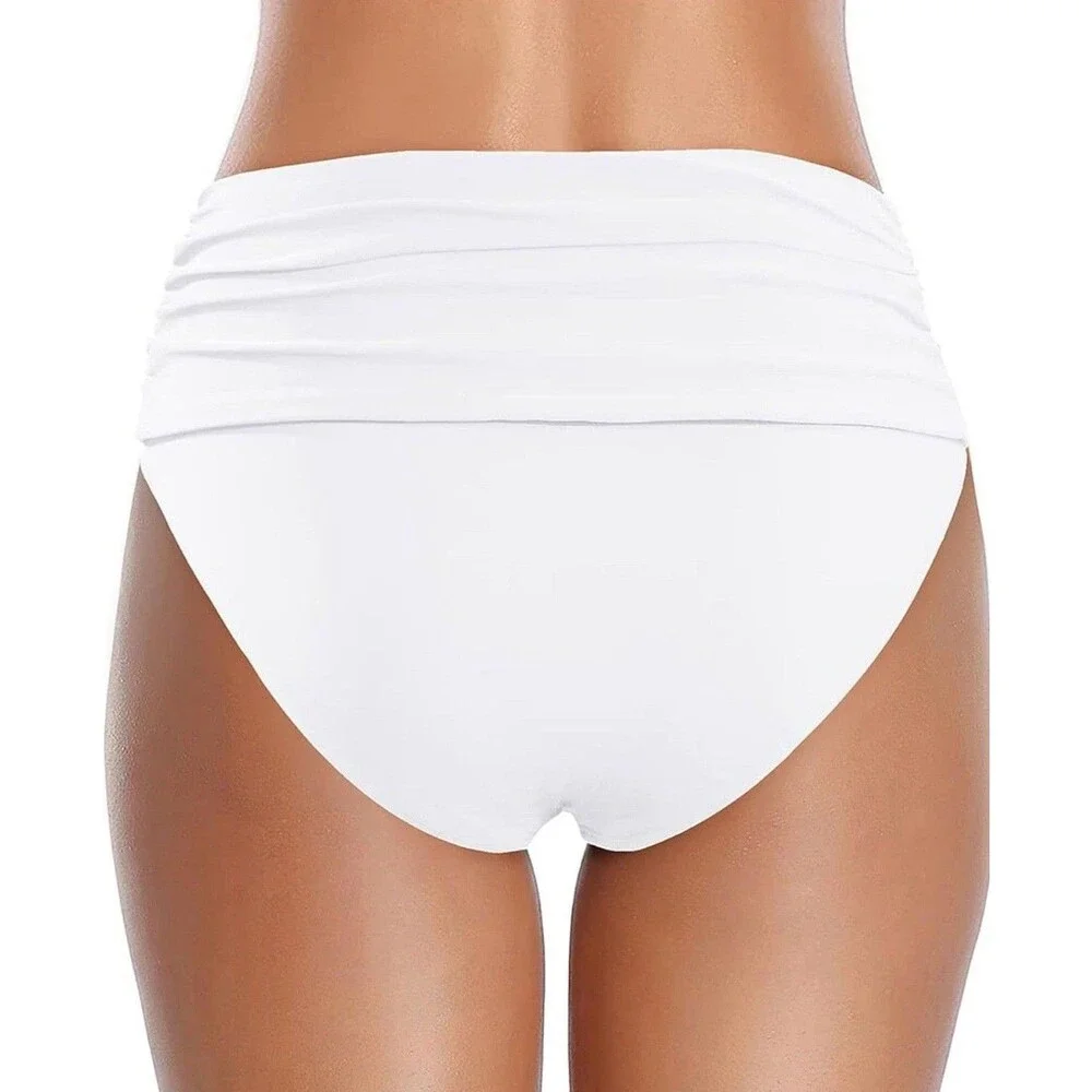 Tempt Me Women's High Waisted Bikini Bottom White Medium